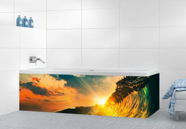 Panneau tablier de bain Coucher de soleil sur la vague