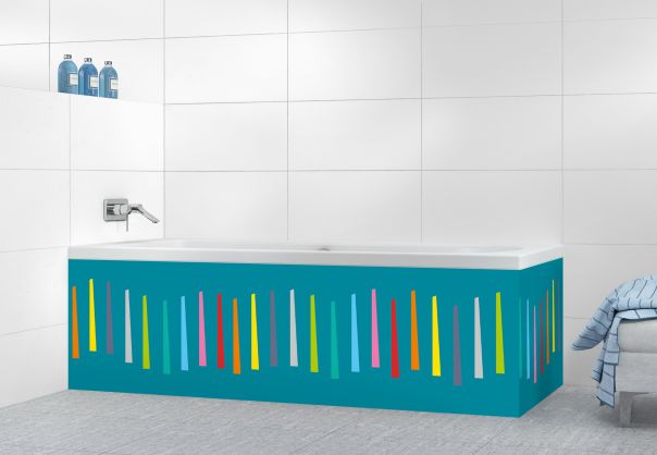 Panneau tablier de bain Barres colorées couleur Bleu paon