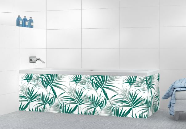 Panneau tablier de bain Feuilles tropicales couleur Vert jade