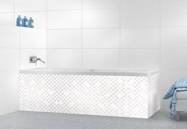 Panneau tablier de bain Diamants brillants couleur Blanc motif inversé