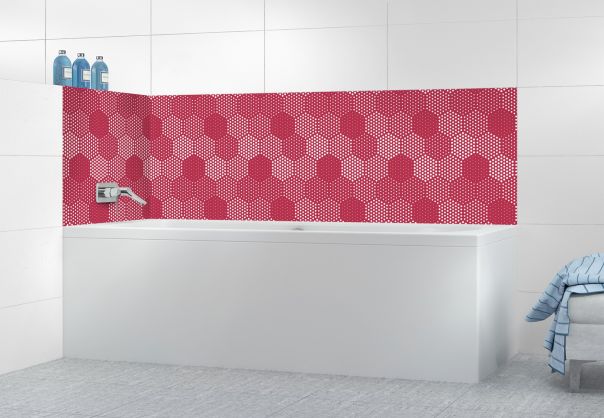 Panneau de bain Camaïeu hexagone couleur Rose grenade