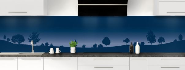 Crédence de cuisine Paysage couleur Bleu nuit panoramique motif inversé