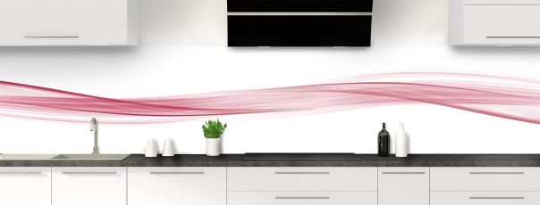 Crédence de cuisine Vague graphique couleur Saphir rose panoramique