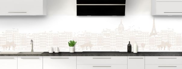 Crédence de cuisine Paris couleur Grège panoramique motif inversé