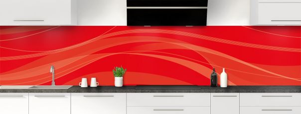 Crédence de cuisine Voilage couleur Rouge vermillon panoramique