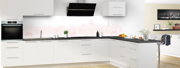 Crédence de cuisine La rue couleur Quartz rose panoramique motif inversé en perspective