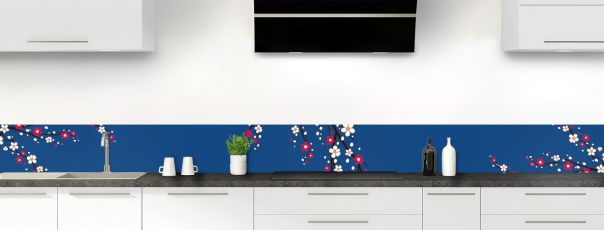 Crédence de cuisine Arbre fleuri couleur Bleu électrique frise