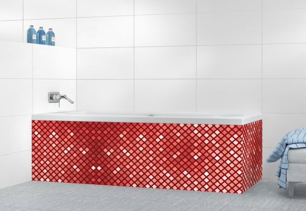 Panneau tablier de bain Diamants brillants couleur Rouge grenat motif inversé