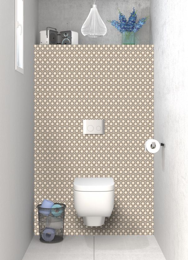 Panneau WC Hexagones  couleur Coquille d'oeuf