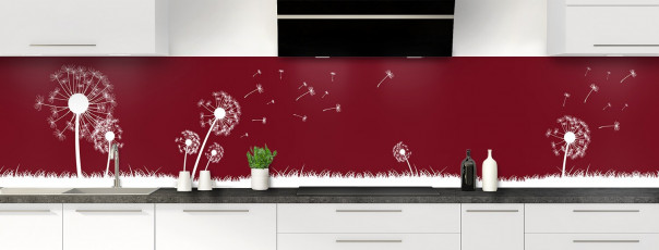 Crédence de cuisine Pissenlit au vent couleur rouge pourpre panoramique