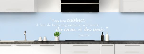 Crédence de cuisine Bien cuisiner couleur Bleu dragée panoramique