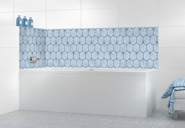 Panneau de bain Carreaux de ciment hexagonaux couleur Bleu dragée