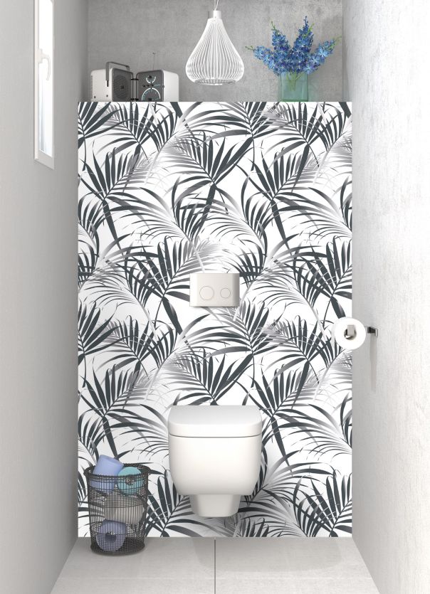 Panneau WC Feuilles tropicales couleur Gris anthracite