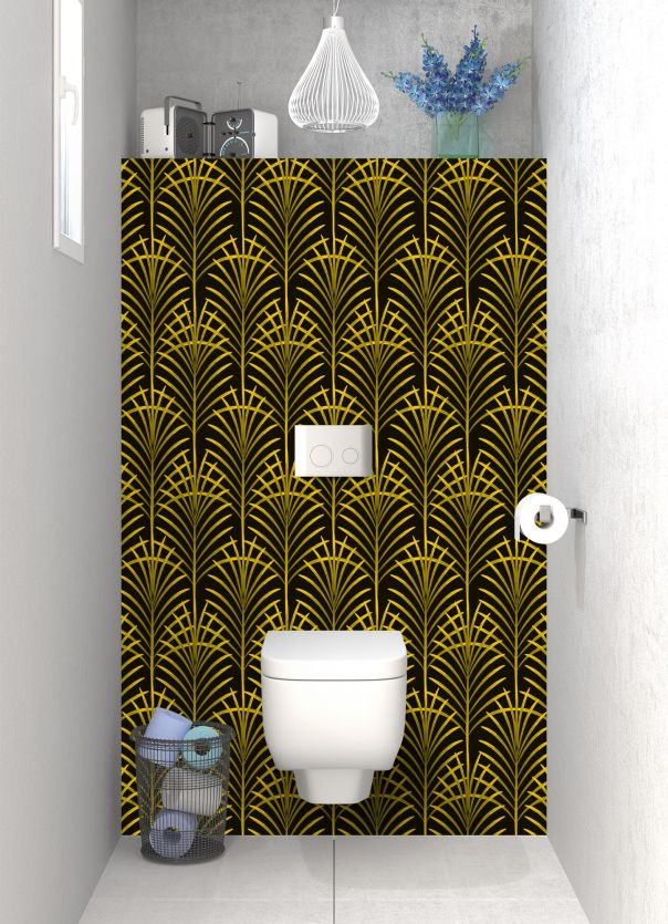 Panneau WC Feuilles de palme couleur Mimosa