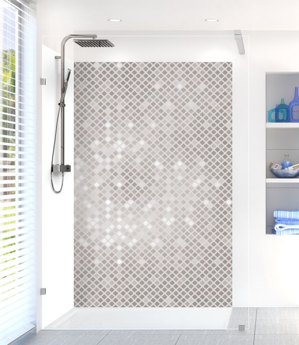 Panneau de douche Diamants brillants couleur Gris perle motif inversé