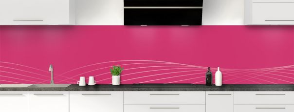 Crédence de cuisine Courbes couleur Saphir rose panoramique