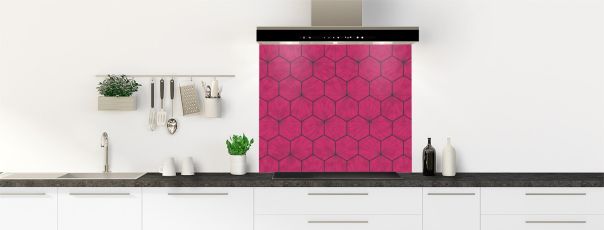 Crédence de cuisine Carreaux de ciment hexagonaux couleur Saphir rose fond de hotte
