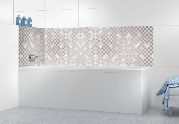 Panneau de bain Diamants brillants couleur Gris perle motif inversé