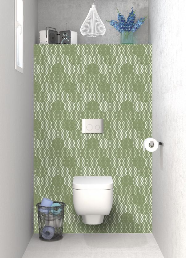 Panneau WC Camaïeu hexagone couleur Vert sauge
