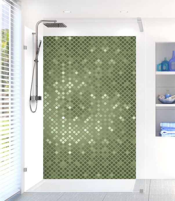 Panneau de douche Diamants brillants couleur Vert sauge motif inversé