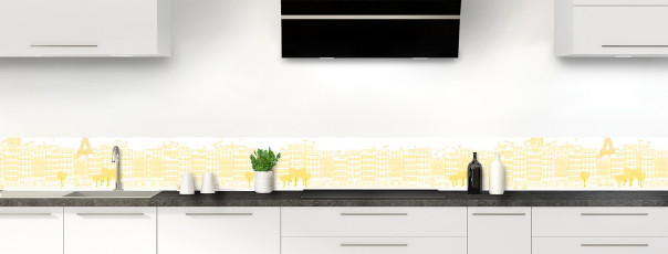 Crédence de cuisine La rue couleur Mimosa frise motif inversé