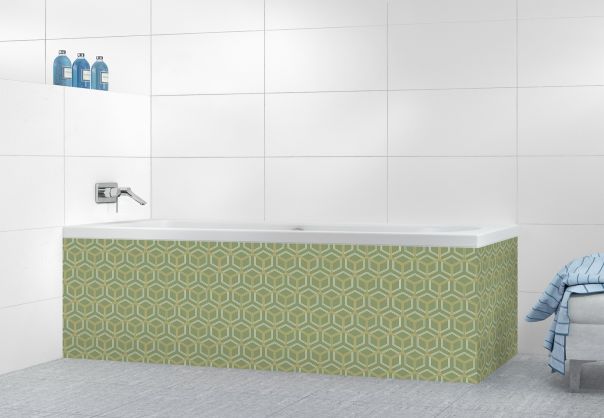 Panneau tablier de bain Mailles doré couleur Vert sauge