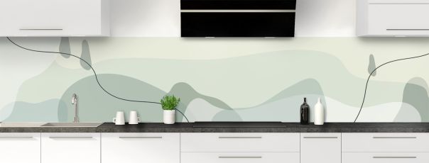 Crédence de cuisine Ligne abstraite verte panoramique motif inversé