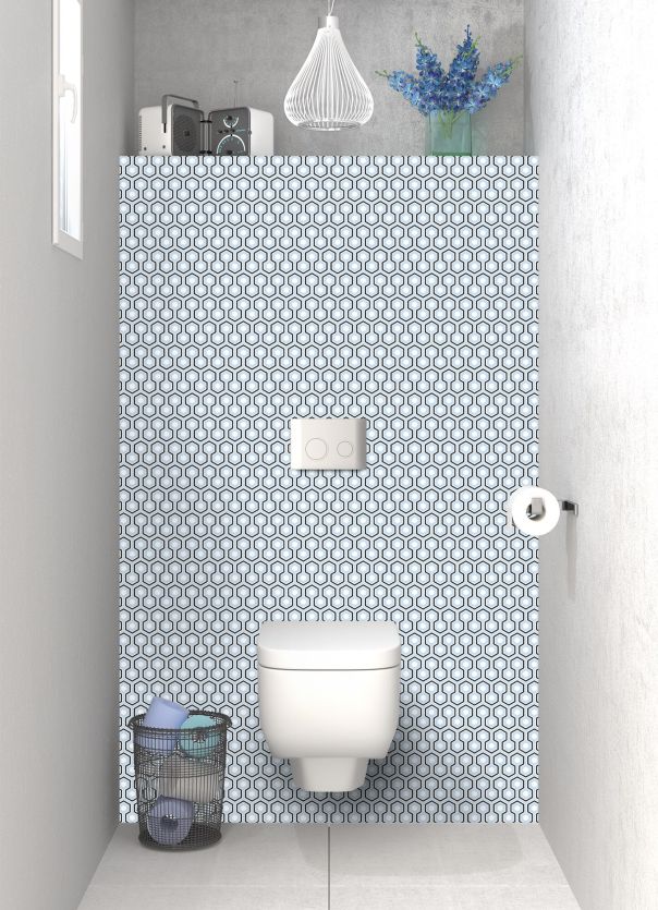 Panneau WC Hexagones  couleur Bleu dragée
