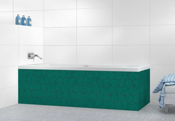 Panneau tablier de bain Carreaux de ciment hexagonaux couleur Vert jade