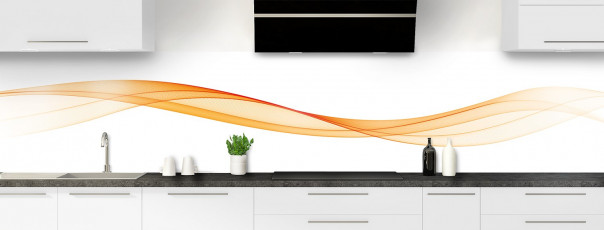 Crédence de cuisine Vague graphique couleur abricot panoramique