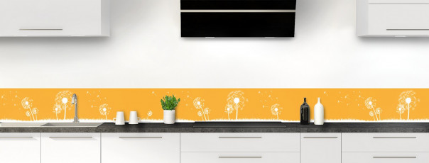 Crédence de cuisine Pissenlit au vent couleur abricot dosseret motif inversé