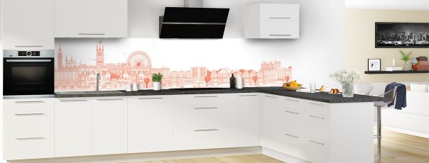 Crédence de cuisine Londres couleur Rouge vermillon panoramique en perspective
