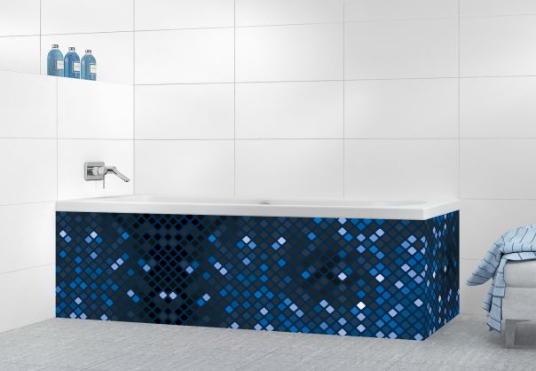 Panneau tablier de bain Diamants brillants couleur Bleu nuit motif inversé