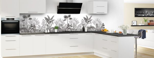 Crédence de cuisine Forêt tropicale couleur Noir panoramique en perspective