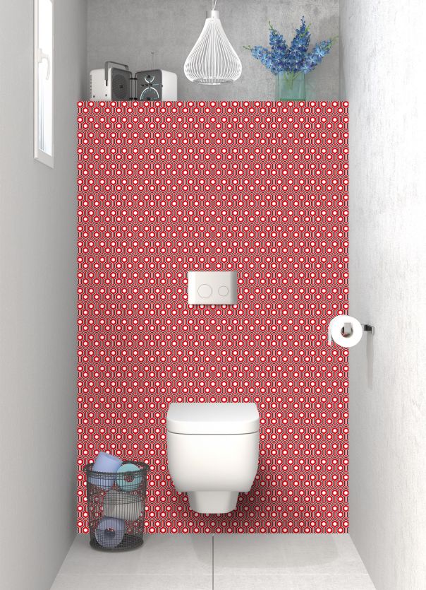 Panneau WC Hexagones  couleur Rouge vermillon