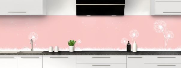 Crédence de cuisine Pissenlit au vent couleur Quartz rose panoramique motif inversé
