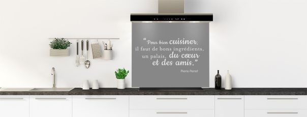 Crédence de cuisine Bien cuisiner couleur Gris pierre fond de hotte