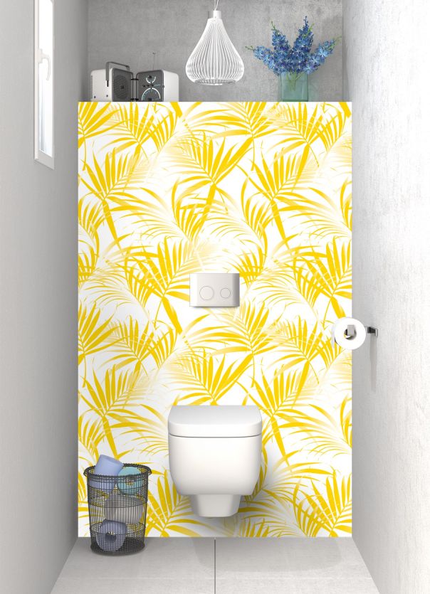 Panneau WC Feuilles tropicales couleur Mimosa