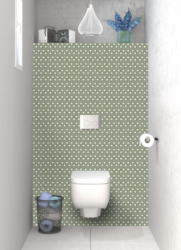Panneau WC Hexagones  couleur Vert sauge