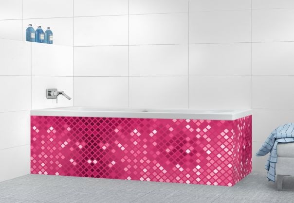 Panneau tablier de bain Diamants brillants couleur Saphir rose motif inversé