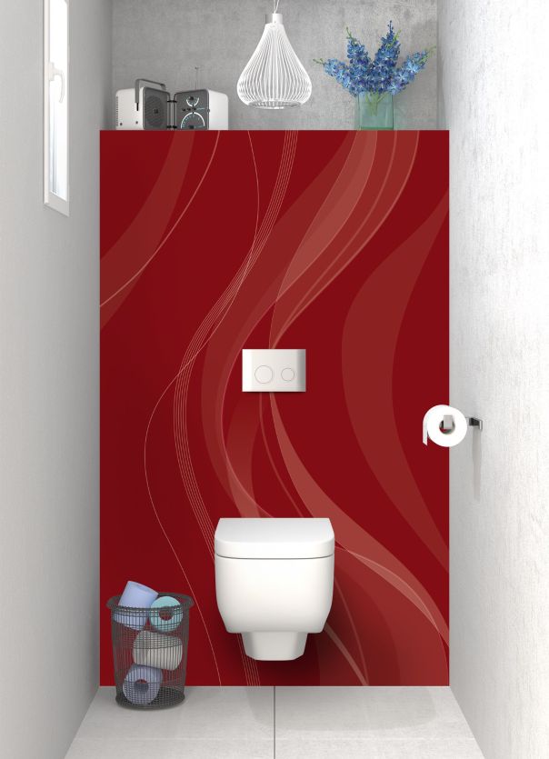 Panneau WC Voilage couleur Rouge grenat motif inversé