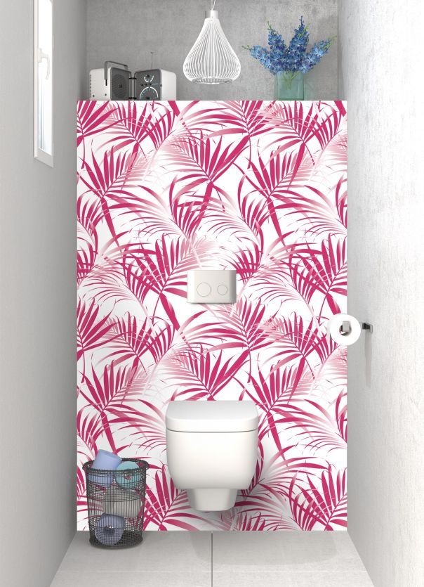 Panneau WC Feuilles tropicales couleur Saphir rose