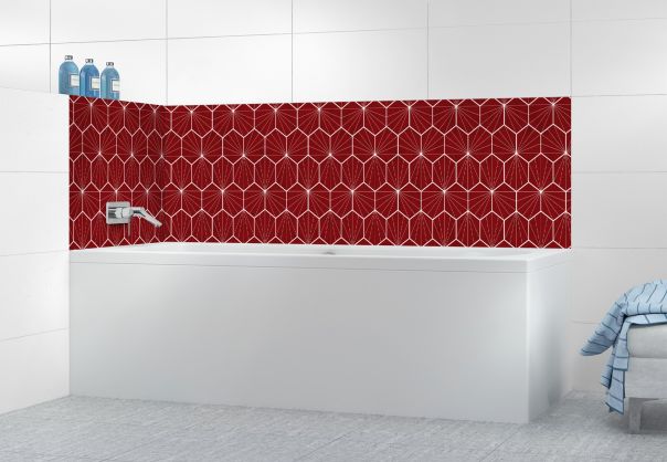 Panneau de bain Carreaux de ciment hexagonaux couleur Rouge grenat
