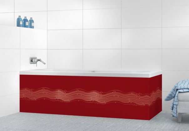 Panneau tablier de bain Vagues design couleur Rouge grenat