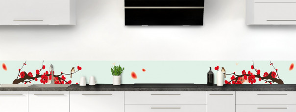 Crédence de cuisine Cerisier japonnais couleur vert eau dosseret