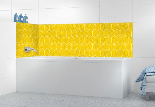 Panneau de bain Carreaux de ciment hexagonaux couleur Mimosa