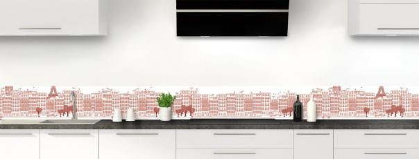 Crédence de cuisine La rue couleur Rouge grenat frise motif inversé