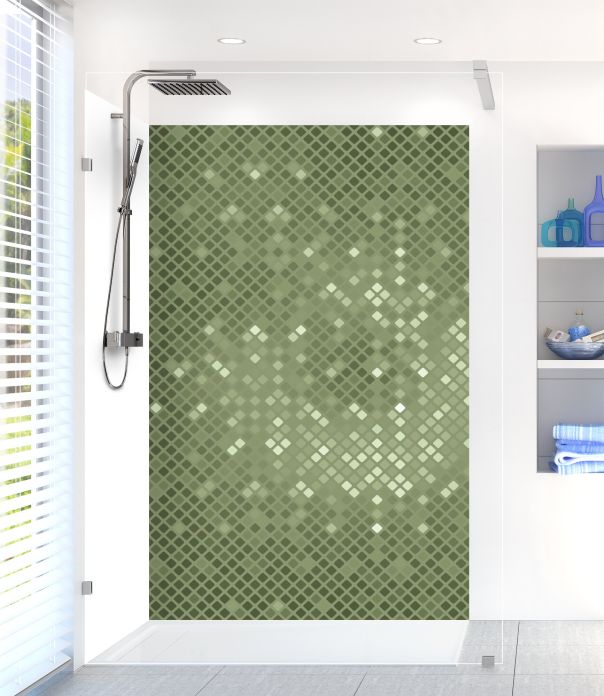 Panneau de douche Diamants brillants couleur Vert sauge