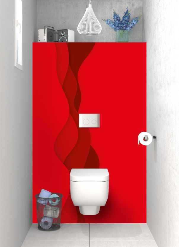 Panneau WC Vagues couleur Rouge vermillon motif inversé