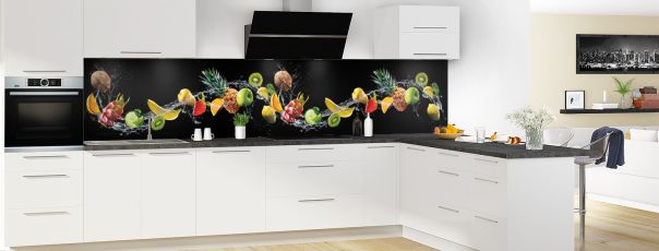 Crédence de cuisine Aqua fruits et coco panoramique motif inversé en perspective